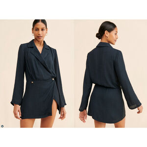 Free People Revolve Women XS Black Snake Animal Print Simone Mini Wrap Dress NWT